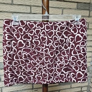 Urban Outfitters Heart Skirt SZ L Maroon And White. Adorable